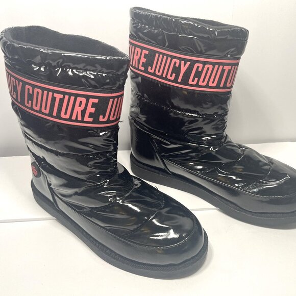 Juicy Couture KISSIE Women's Winter Boots U.S. Size 7 Black Patient Finish - Picture 1 of 9